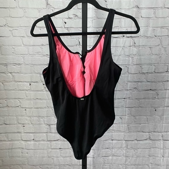 Victoria's Secret Pink Black Lace Up One Peice Swimsuit - Picture 3 of 4